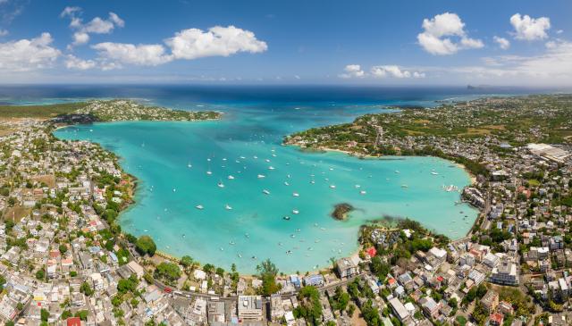 Aerial view: Panorama Grand Baie, Mauritius island